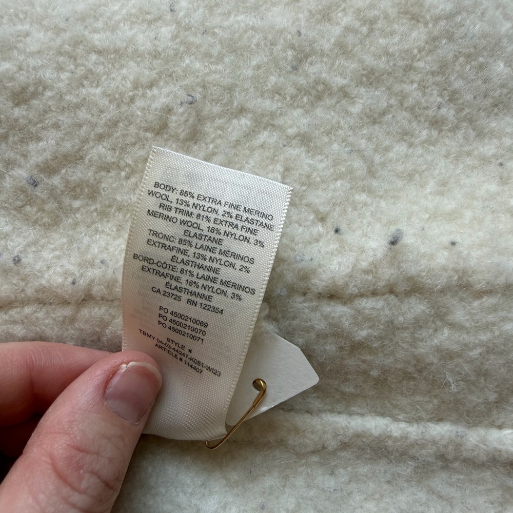 Aritzia Wilfred Cream Bouclé Button-Front Cardigan - Picture 7 of 8